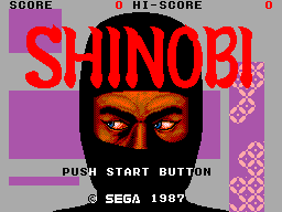 Shinobi title screen for Sega Master System